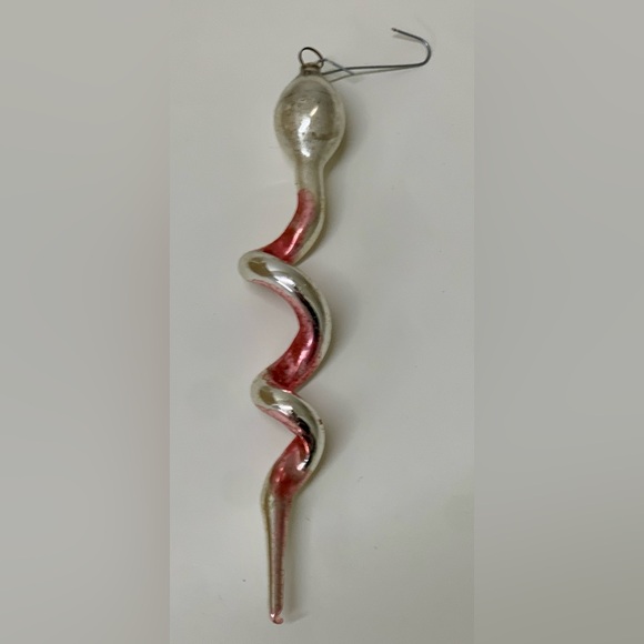 Early 20th Century Vtg Blown Mercury Glass Christmas Snake Tree Ornament - Picture 5 of 12